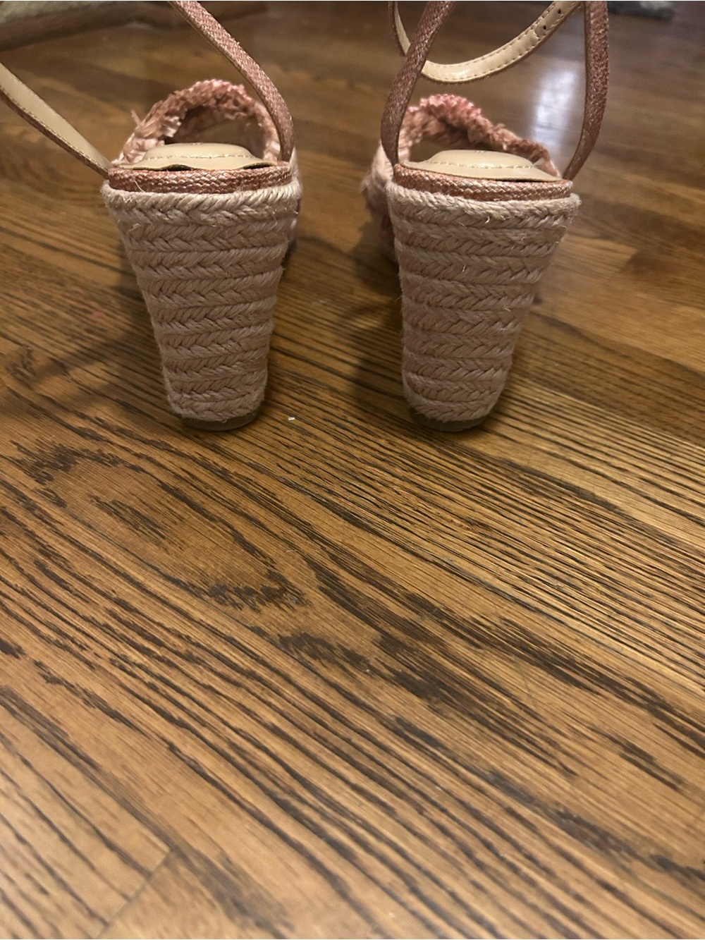 Bandolino Blush Pink Raffia Wedge Sandal with Ankle Strap 0051 - Picture 4 of 13